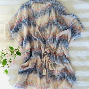 Pretty Victoria's Secret Sheer Pastel Watercolor Swim Cover-Up, Size M/L